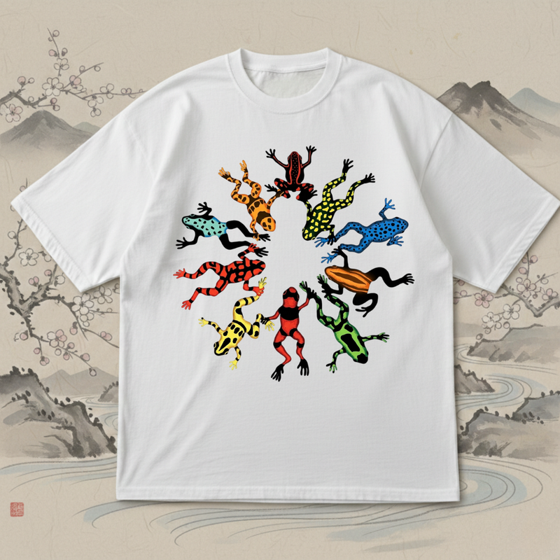 Camiseta Oversized Ninhada De Sapinhos — frente — Neko Mania