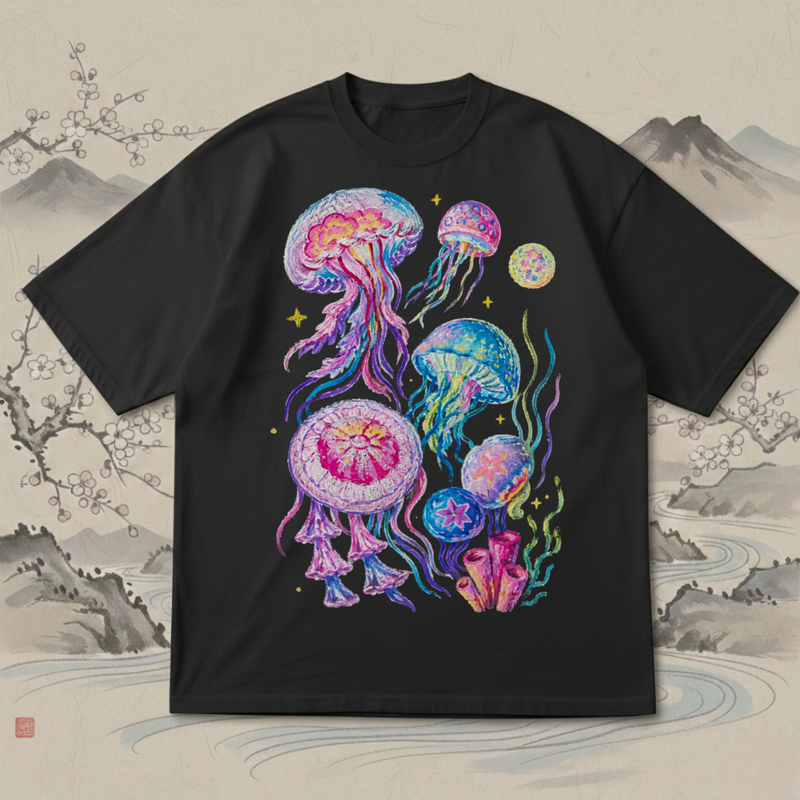 Camiseta Oversized Aguas Vivas de Arte