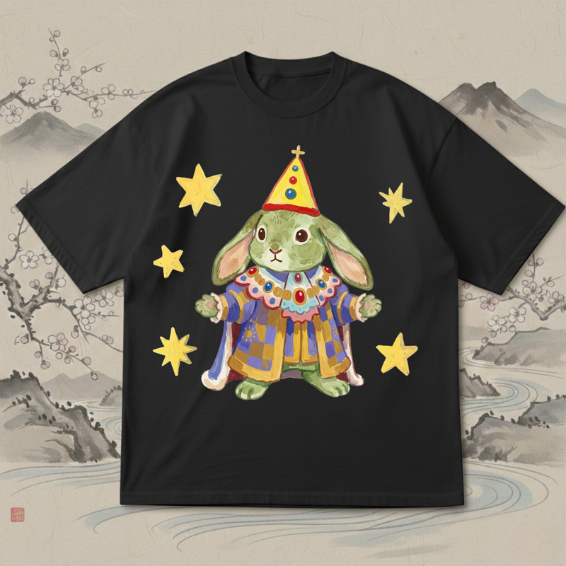 Camiseta Oversized Coelho Mágico Poderoso — frente — Neko Mania